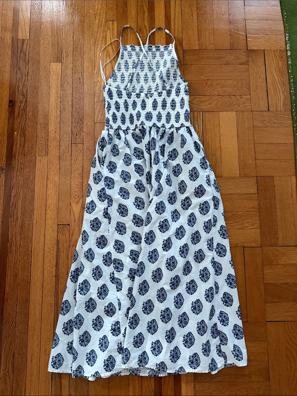 J.Crew White Maxi Dress with Navy Floral Print - Picture 2 of 5